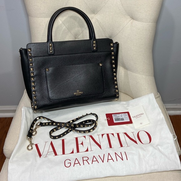 Valentino Garavani Rockstud Double Handle Crossbody Bag - Picture 1 of 13